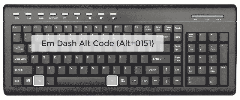 Em dash symbol alt code illustrated