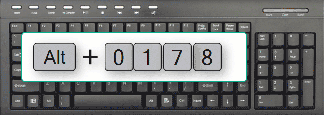 2 Squared symbol alt code on the Windows keyboard